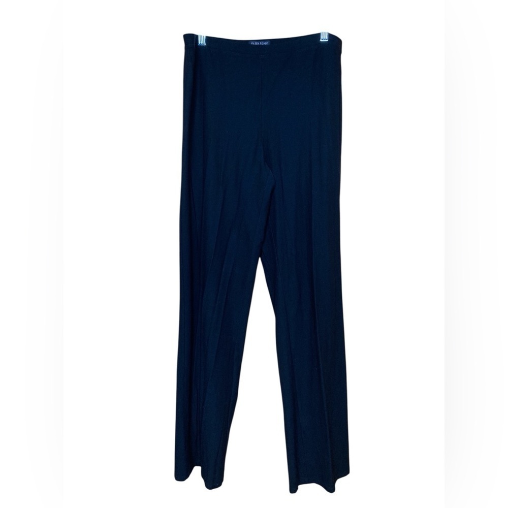 Eileen Fisher Black Elastic Waist Straight Leg Medium Pants.  Capsule Wardrobe.